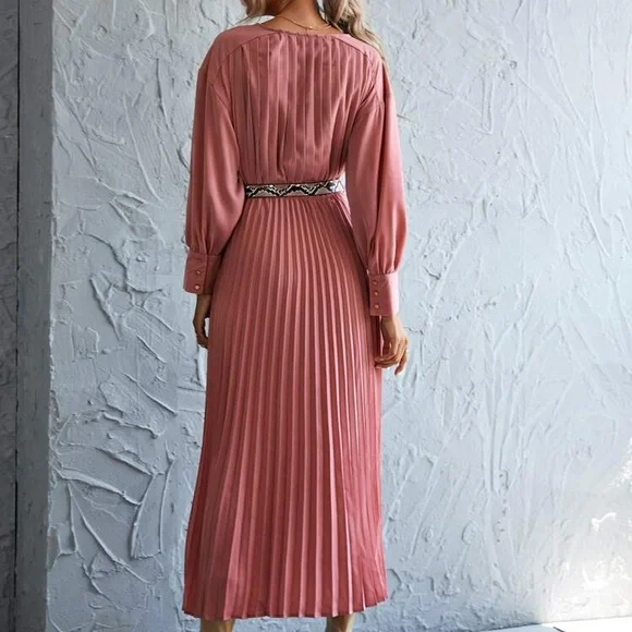 SHEIN | Surplice neck drop shoulder pleated dress - Picture 3 of 14